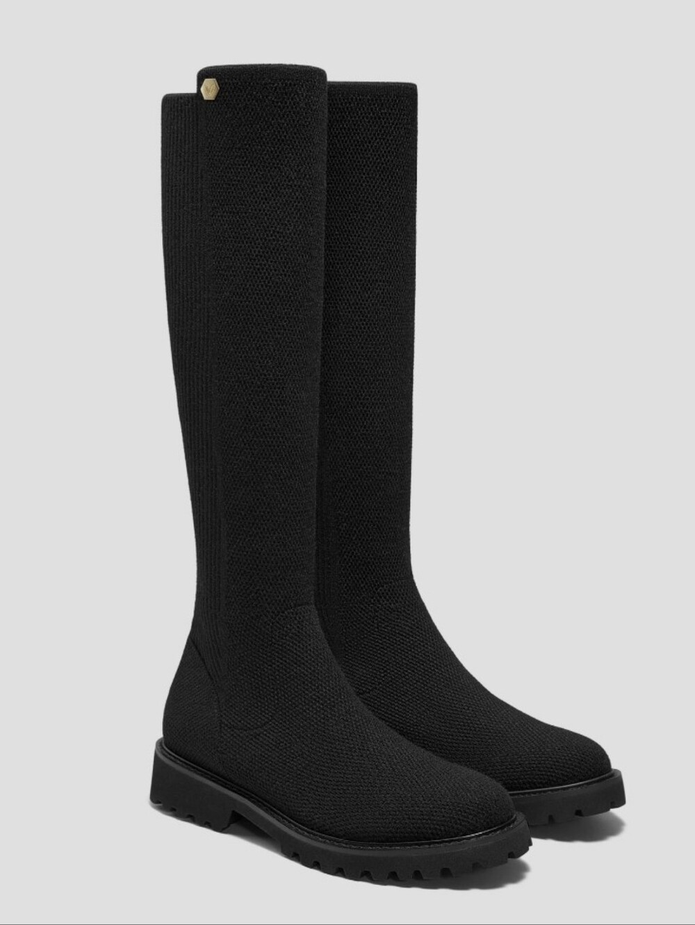 Vavaia NWT  Round-Toe Stretchy Wool Knee-High Boots (Filipa) Sz 7.5 Black